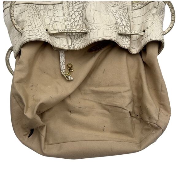 Brahmin Dee Dee Grotto Pearl OffWhite Drawstring Melbourne Croc Embossed Leather - Picture 9 of 16